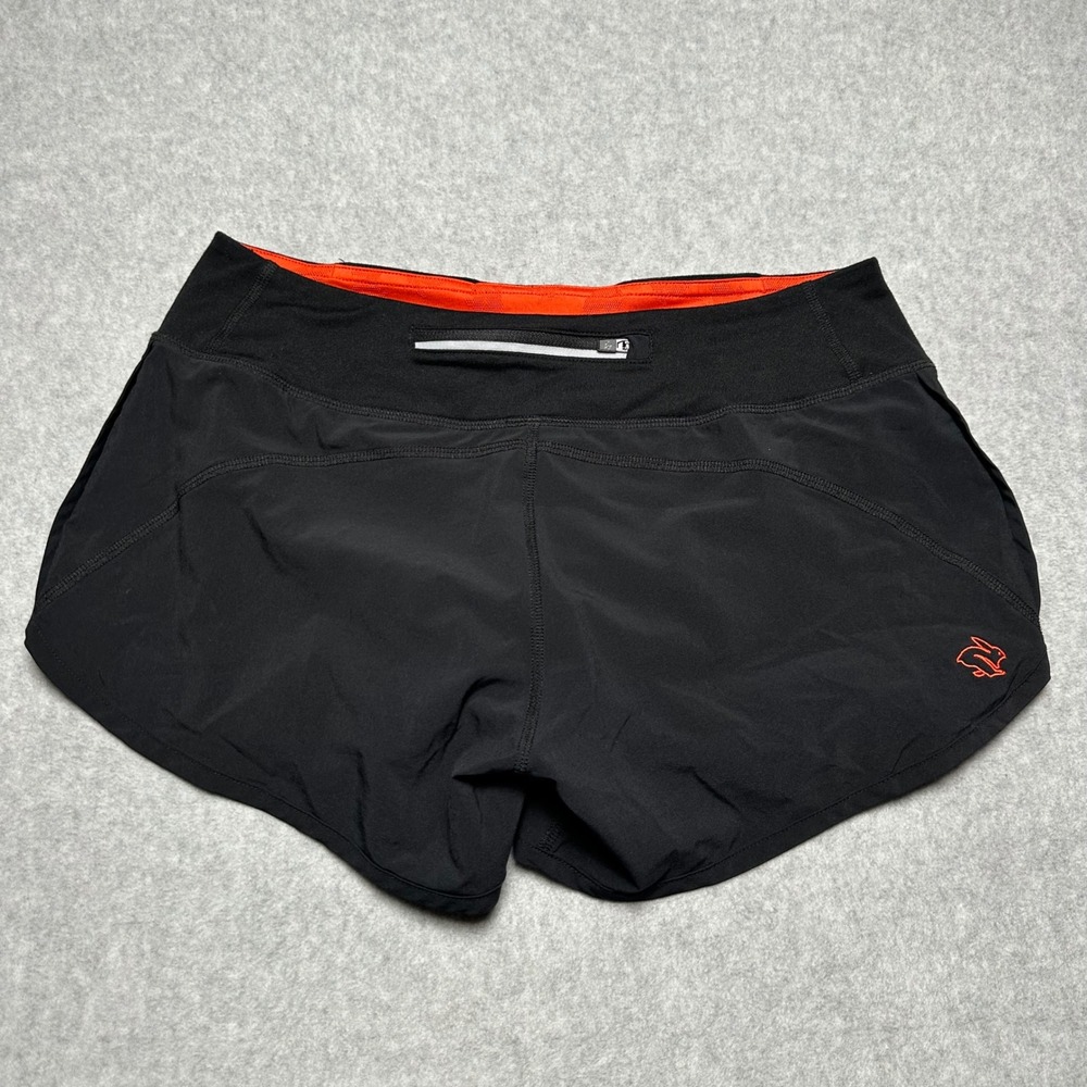 Rabbit Womens Running Shorts Black Red Liner Zipper Pocket Size Medium